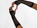 Fingerless Fishnet Rhinestone Gloves Black, Fingerless Rave Gloves, Gothic Emo Gloves