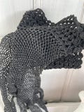 Vintage French Ladies Gloves Crocheted Black