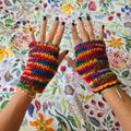 Reversible Rainbow Fingerless Gloves