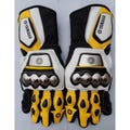 Yamaha Racing Motorcycle Gloves – Yellow & Black Leather Protective Biker Gloves with Knuckle Armor for Men
