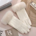 Women’s Winter Sheep Fleece Gloves, Thickened Plush Cycling Gloves, Cold-Proof Windproof Outdoor Gloves, Warm Full Finger Gloves for Riding