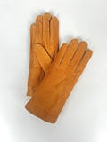 Vintage Mat Leather Unisex Foxy Brown Gloves Adult Winter Pair by Somdaris 1970s Latvia