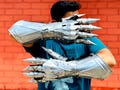 Nazgul-Inspired Etched Gauntlet Gloves | Medieval Cosplay Armor | Gothic Fantasy Costume | Perfect Halloween & LARP Gift