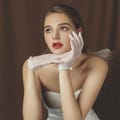 Elegant Pearl Bridal Gloves Satin or Mesh | 9 inch Short Wedding Gloves | Perfect for Fall & Winter Weddings, Anniversary and Holiday Gifts