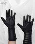 Darth Vader Gloves Star Wars Cosplay Accessory | Black Faux Leather Sith Gauntlets for Jedi Halloween & Comic Con Costume