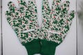 Green Flower Floral PVC Cotton Machine Washable Garden Gloves