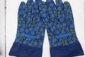 Vintage Blue Flower Floral PVC Cotton Machine Washable Garden Gloves