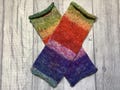 Fingerless gloves wrist warmers fingerless mittens multicoloured festival boho folk one size