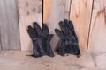 Pair Vintage Women's Black Leather Snap Wrist Motorcycle Driving Gloves Size Small Cut outs