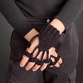 Halloween gloves, Skeleton gloves, Knitted gloves , Black gloves