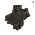 Men's Black Leather Driving Gloves - Perforated Italian Leather, Snap Button, Breathable & Stylish for Driving