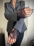 Halloween Black Lace Cuffs for Women – Romantic Gothic Sleeve Accessories, Victorian Style Wrist Warmers, Dark Academia Fashion