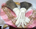 Womens Gauntlet Gloves Driving Gloves Antique 1920s 1930s Kid Leather Mother of Pearl