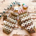 Hand Knit Merino Wool Fingerless Mitts: Brown & White Pomona Mitts