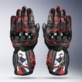 Joker Motorbike Racing Gloves, Black Motorcycle Leather Racing Gloves, Digital Printed Leather Gloves with Safety Armors for Men & Women