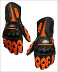 KTM Motorbike Leather Gloves Bikers Motorcycle Leather Street Racing Gloves